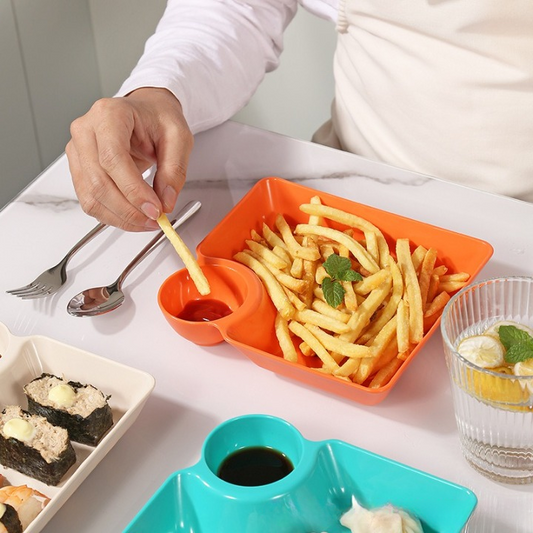 4PC Creative Snack Plate with Dipping Sauce Portion