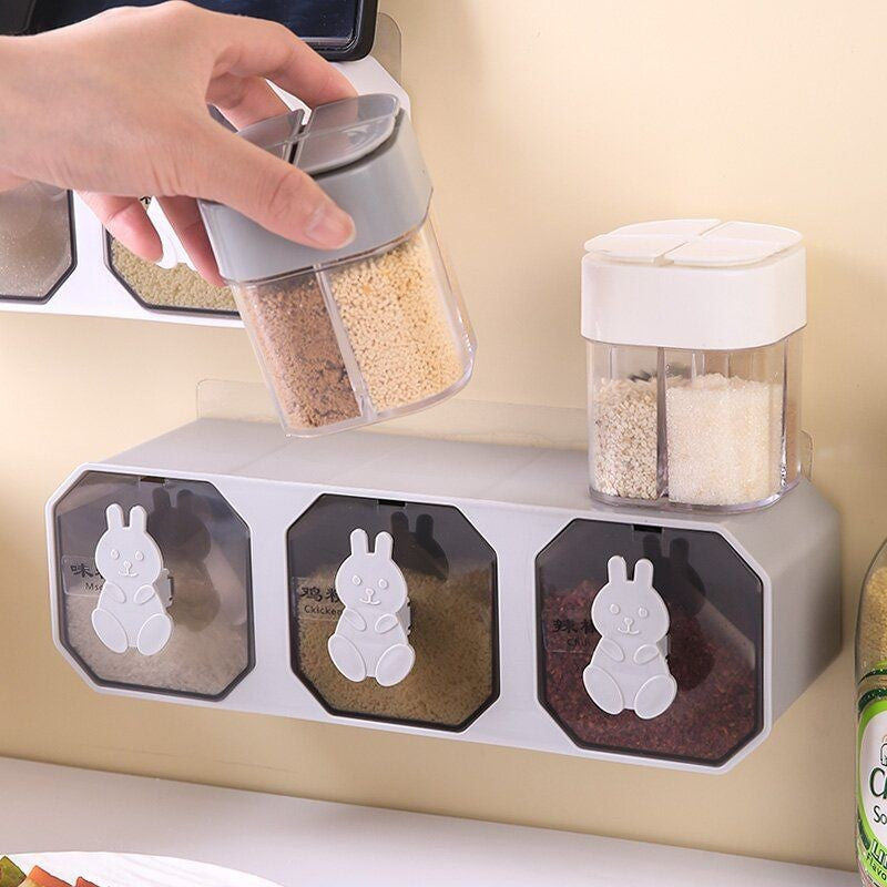 Wall-Mounted Clear Drawer Spice Jar Rack