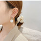 Korean Square Round Drop Earrings - Brown Color