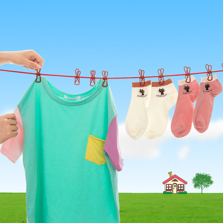 Portable Elastic Washing Line Rope With 12 Clips