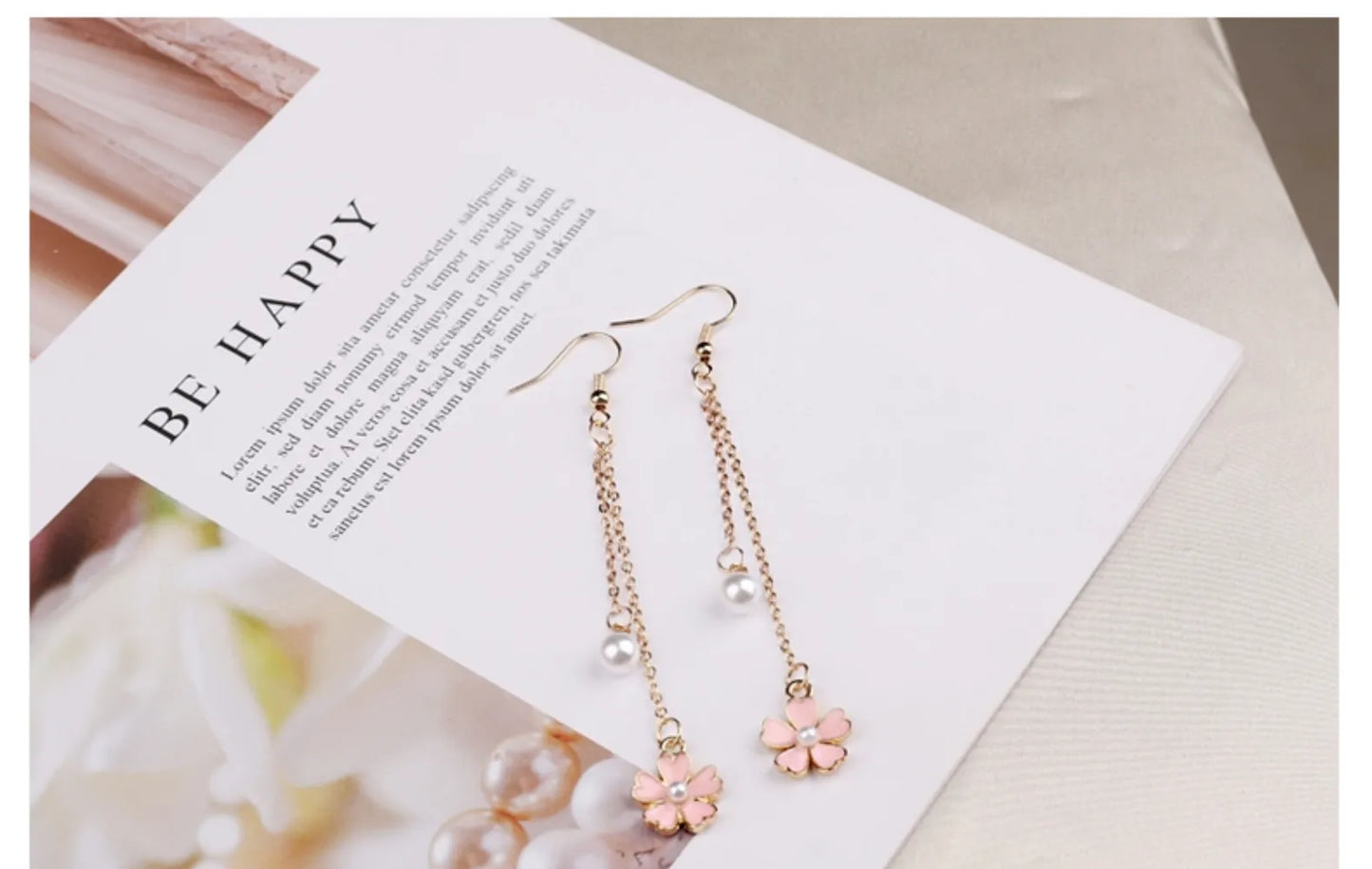 Elegant Pearl & Blossom Long Tassel Earrings