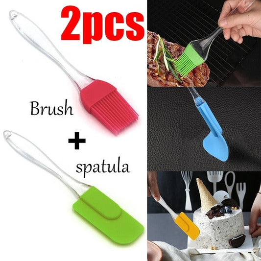 Silicone Spatula And Pastry Brush Set (Multicolour)