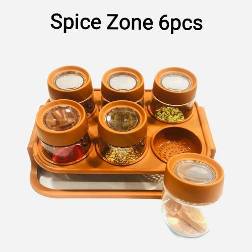 Spice Zone 6 Pieces Masala Rack With Elegant Stand