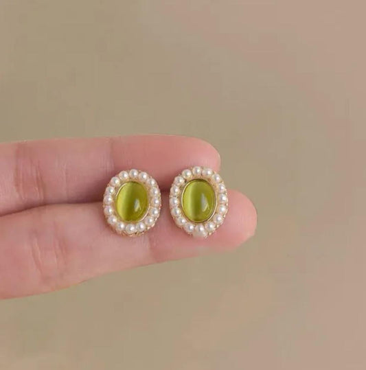 Green Pearl Earrings