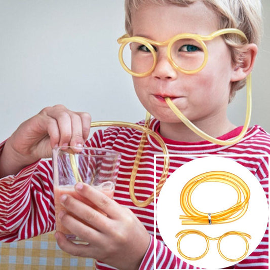 1PC New Creative Funny Soft Flexible Glasses Straw.