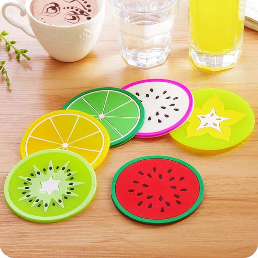 Pack of 5 silicone beautiful fruits slices shape Tea mat (Random Designs)