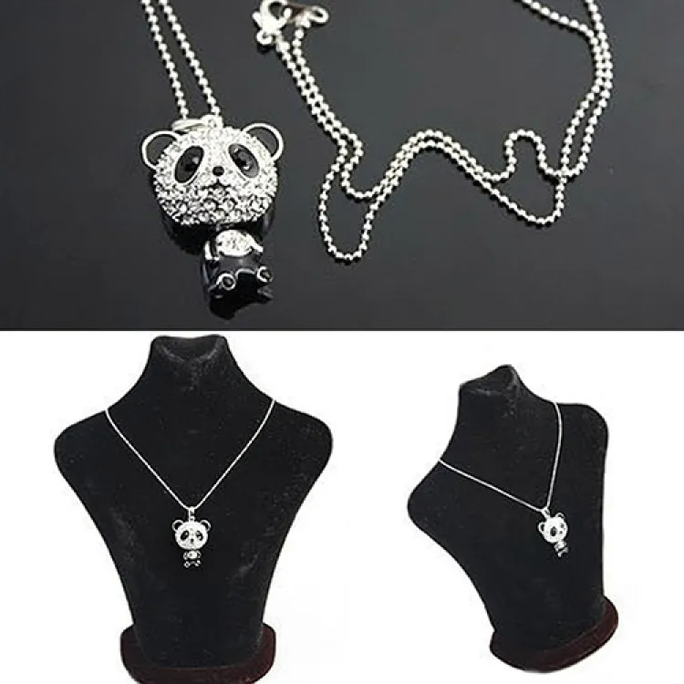 Cute Panda Rhinestone Pendant Necklace