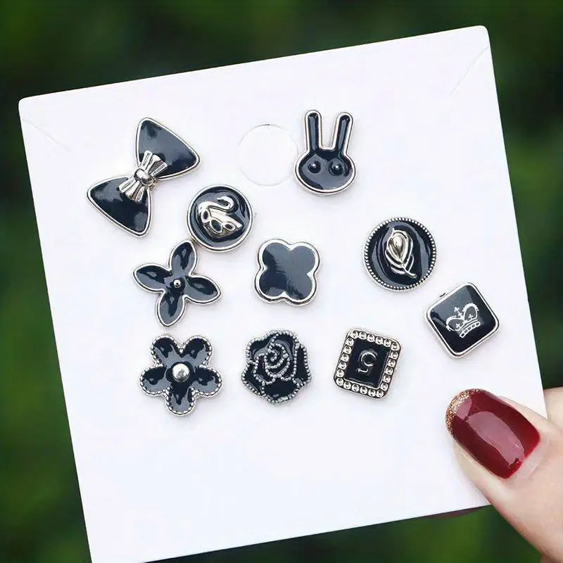 10pcs/Set Beautiful Different Design Button Brooch