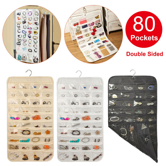 80 Pockets Clear PVC Double-sided Hanging Storage Bag.