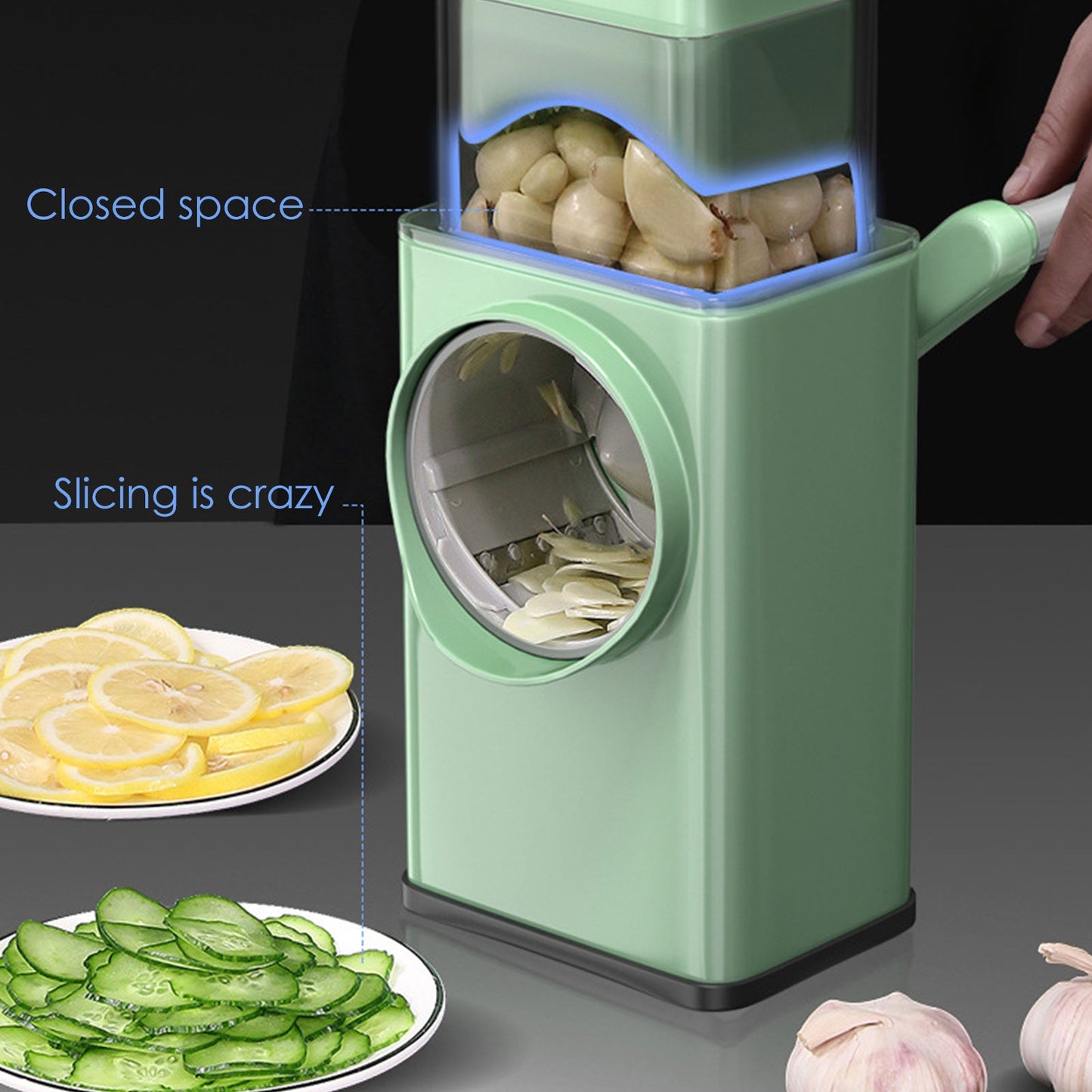 Multi-function Hand Rotary Vegetable Cutter.