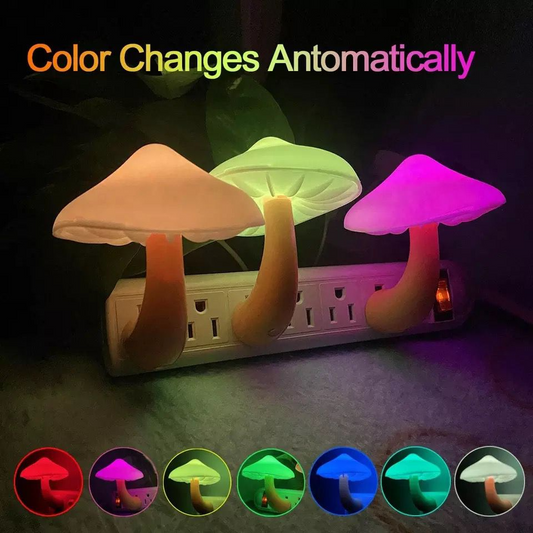 Sensor LED Night Light Plug in Lamp Mushroom Night Light 7-Color Changing Magic Mini Pretty Mushroom-Shaped Night Lights for Adults Kids NightLight