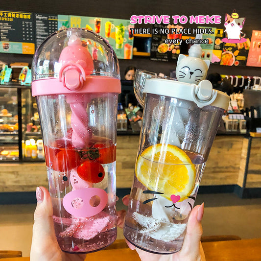 Cute Creative Plastic Straw Water Bottle.