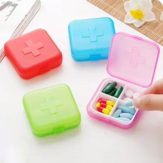 Mini Medicine Box Holder Organizer Container Pill Cases , travel 4 grid box