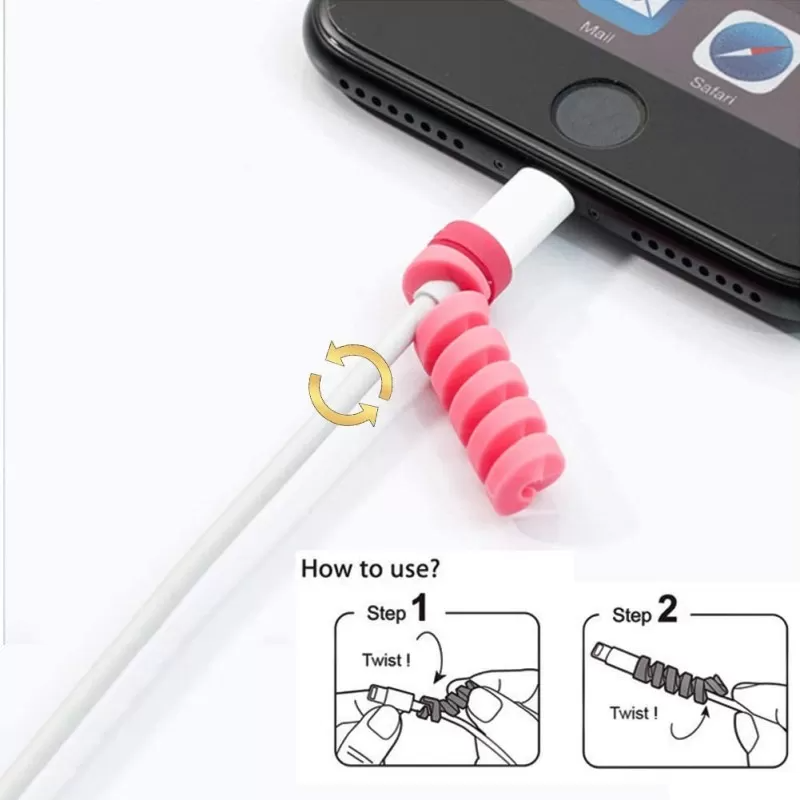 4 Pcs  Spiral Silicone Cable Protectors