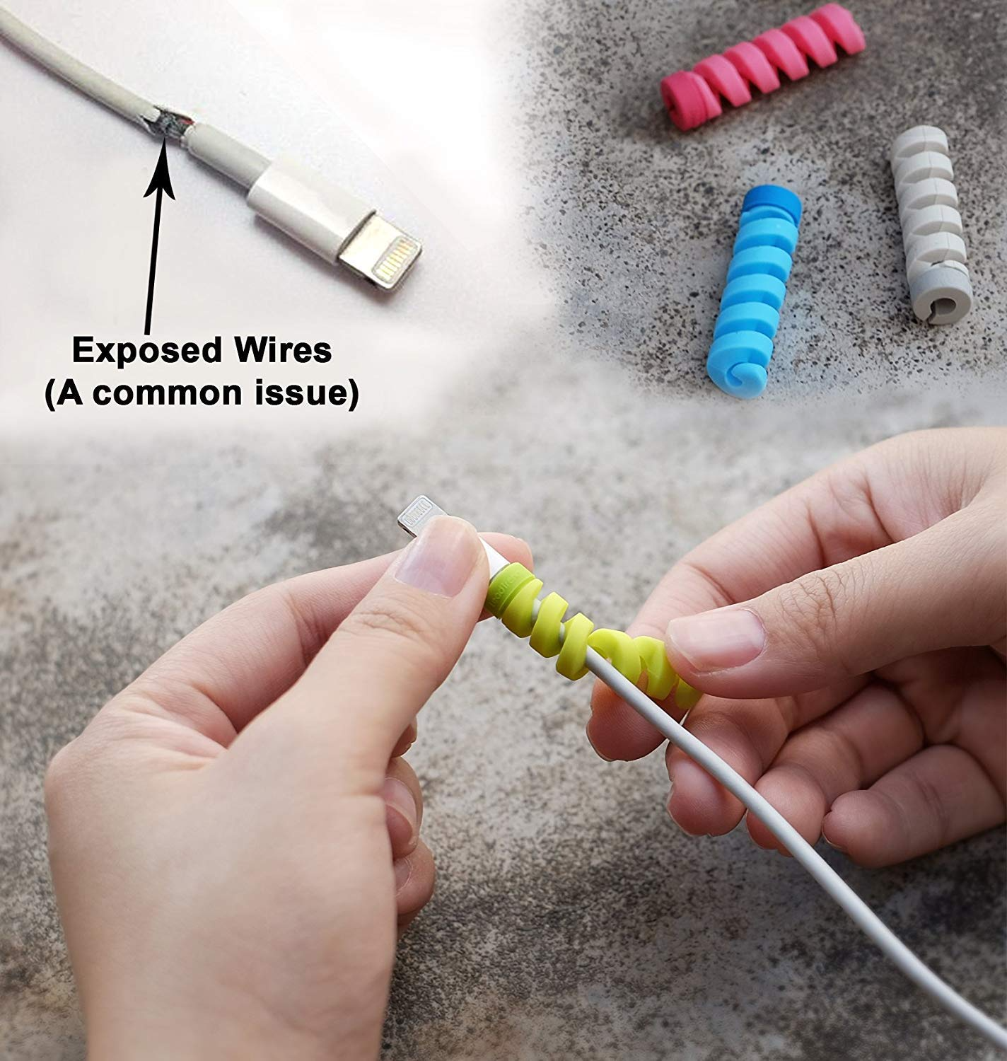 4 Pcs  Spiral Silicone Cable Protectors