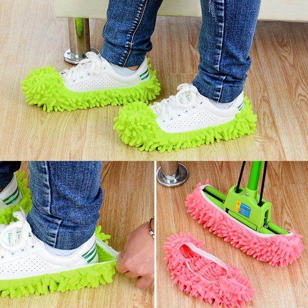 1 Pair Multifunctional Micro Fiber Shoe Covers Clean Slippers