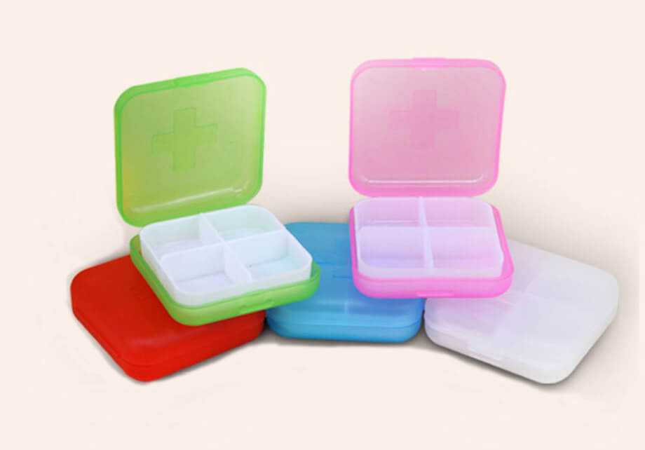 Mini Medicine Box Holder Organizer Container Pill Cases , travel 4 grid box