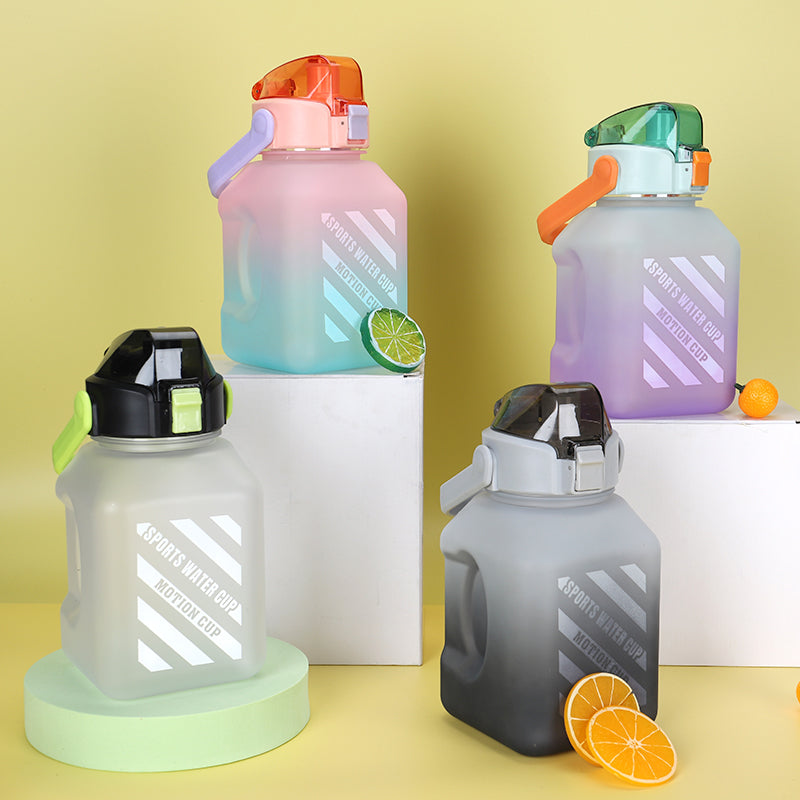 Portable High Value Square Sports Water Bottle With Straw.