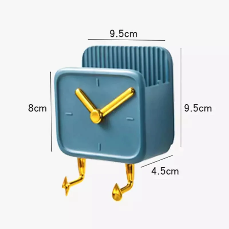 Creative Clock Wall Hanging Storage Box with Hook Kitchen Bathroom Bedside Organizer Shelf Mobile Phone Holder