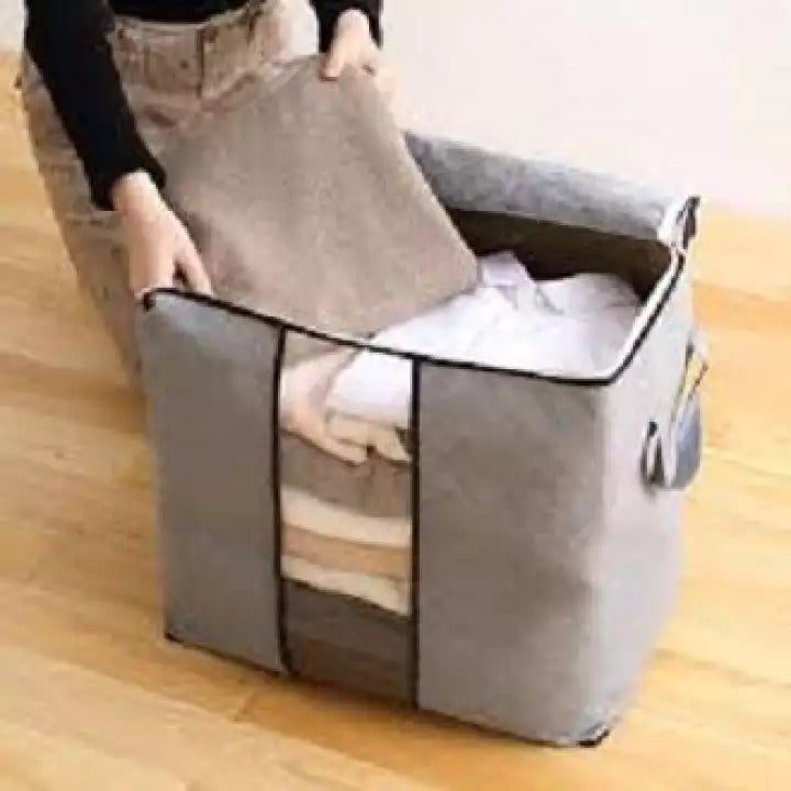 Portable Storage Bamboo Bag for Clothes Blanket Quilt and Closet Sweater Organizer