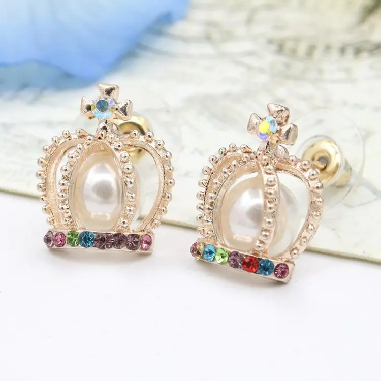 Colorful Mini Crown Shape Earrings