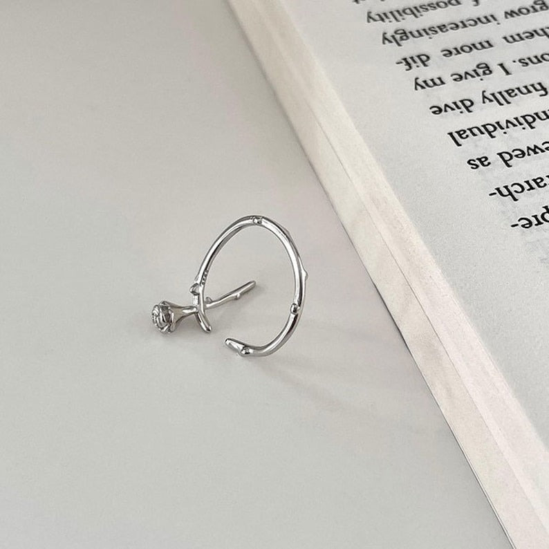 Sterling Rose bud Adjustable Ring