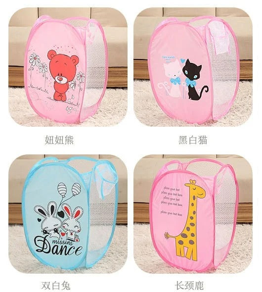 Cartoon Printed Foldable Organizer Basket For Toys & Laundry