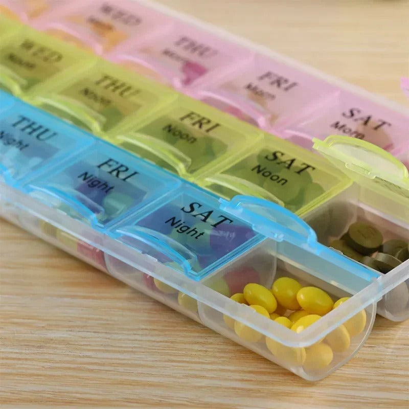 21 Grids 7 Days Portable Weekly Pill Case Medicine Storage Box