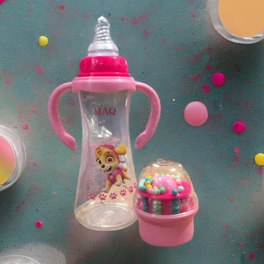 Baby Feeding Bottle With Rattle Cap.