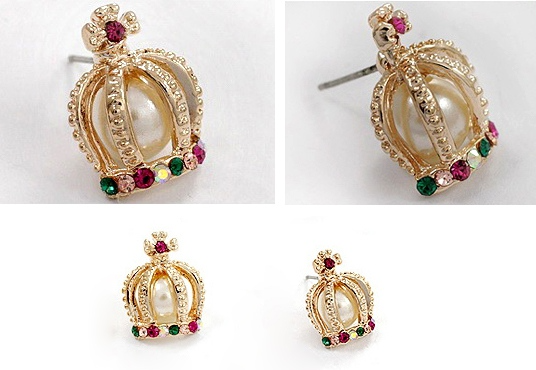 Colorful Mini Crown Shape Earrings