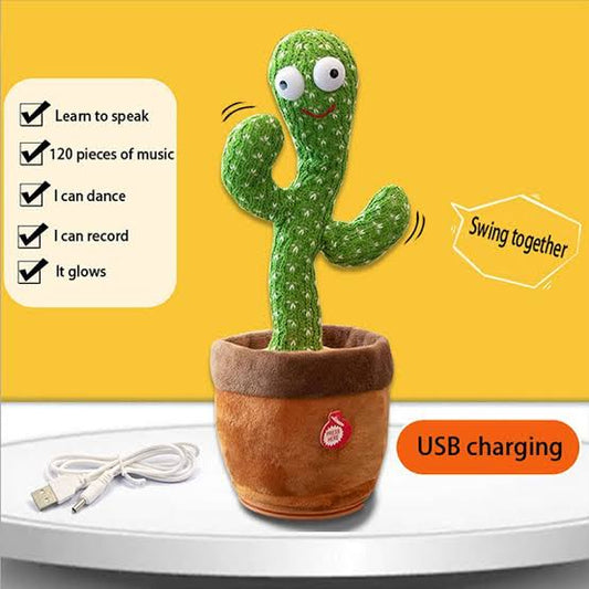USB Charging Dancing Cactus Talking Cactus Stuffed Plush Toy Electronic Toy With Song Plush Cactus Potted Toy Early Education Toy For Kids