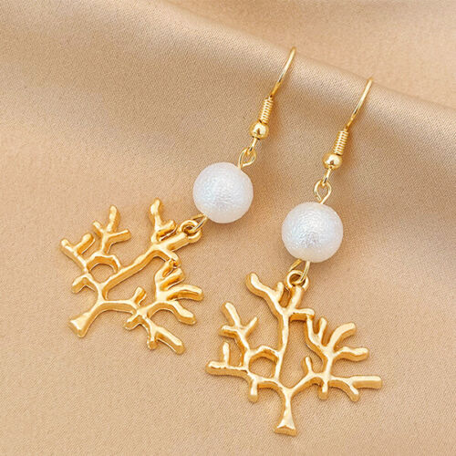 Luxury Pearl & Coral Shape Earrings